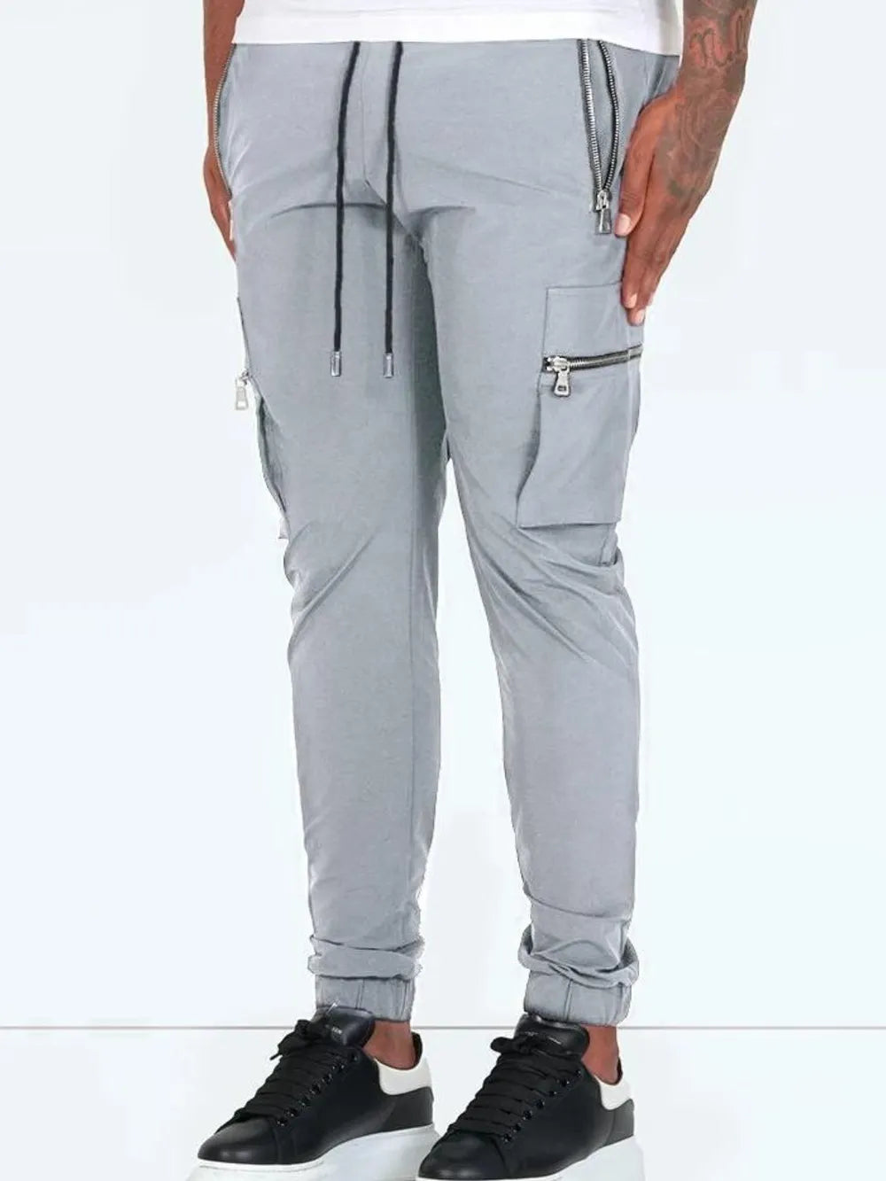 Men's Drawstring Pants with Pockets Gray