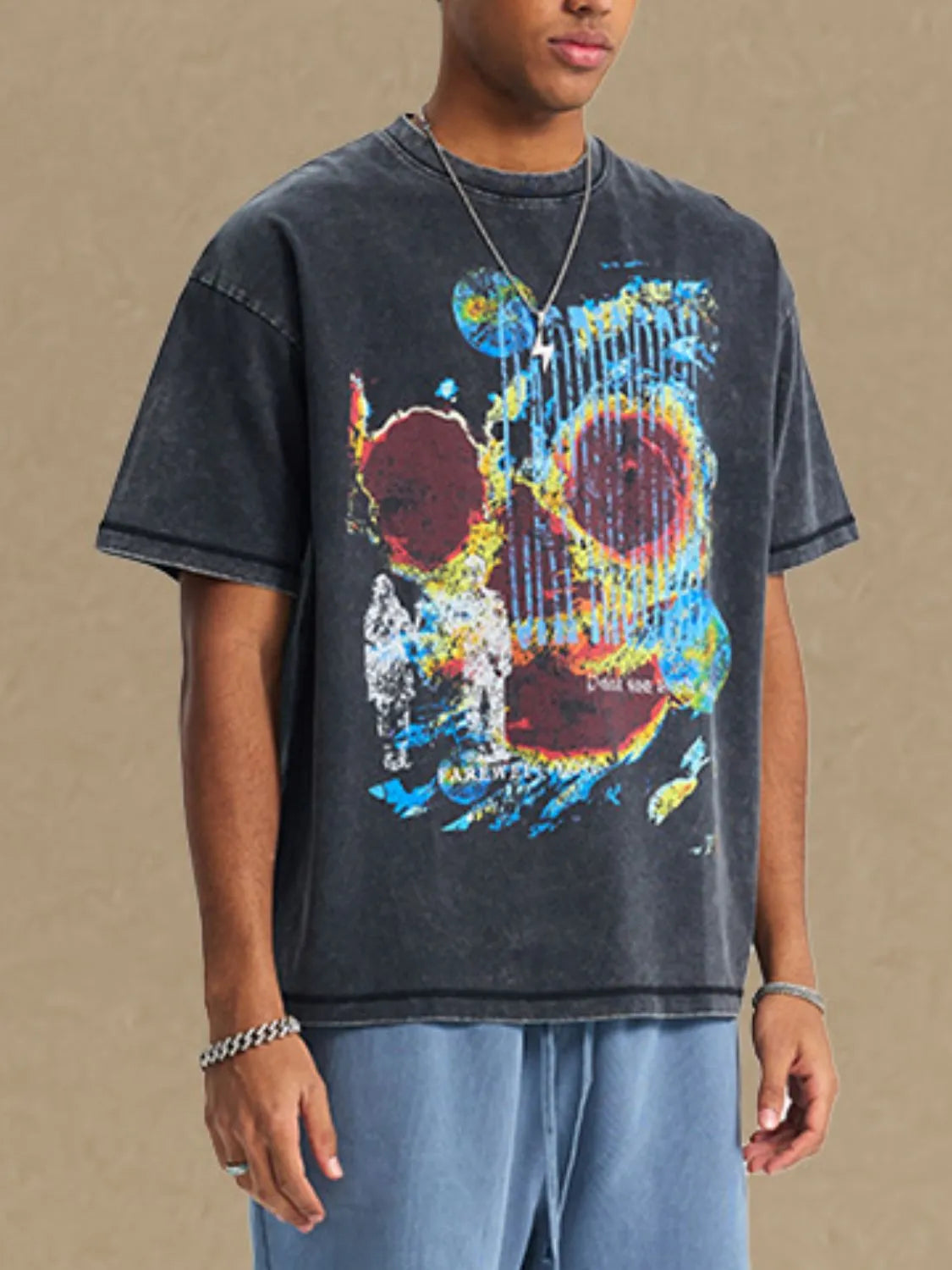 Men's Graphic Round Neck Half Sleeve T-Shirt