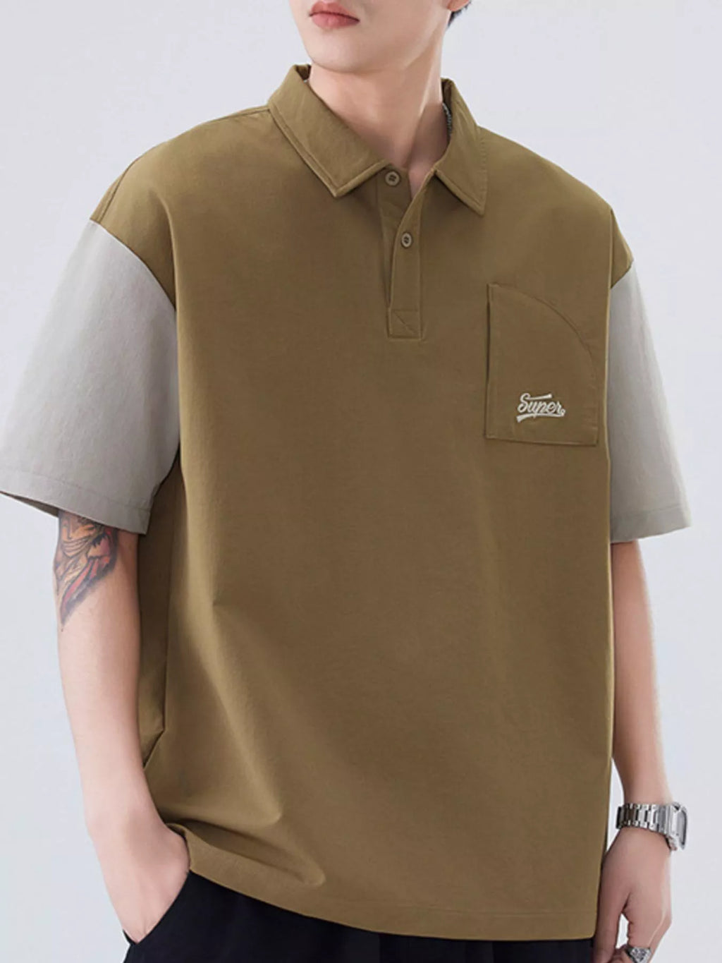 men's men's plus size button detail short sleeve casual polo - styling option