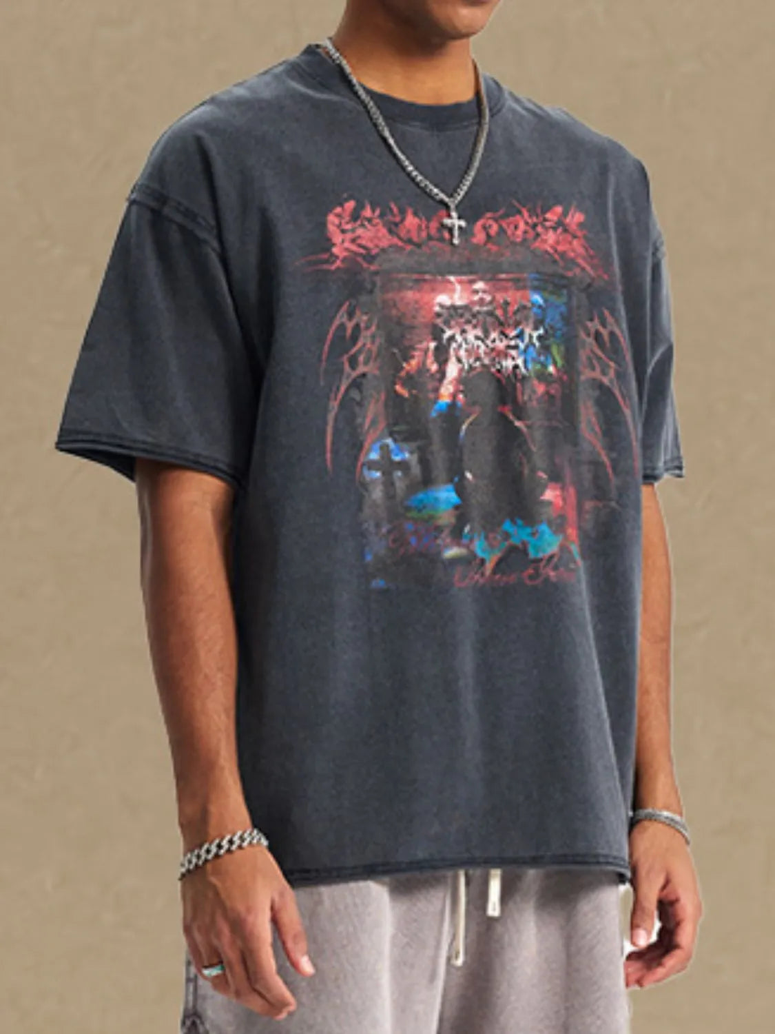 Men's Round Neck Half Sleeve Graphic T-Shirt