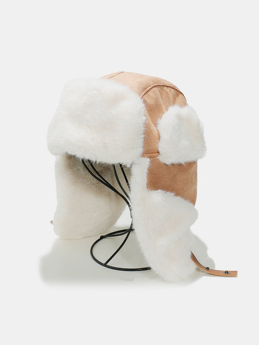 Thermal Fuzzy Earmuffs Winter Hat Camel One Size