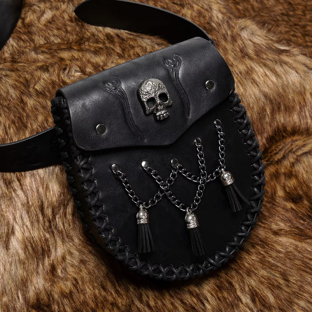 medieval faux leather belt coin pouch - detail shot