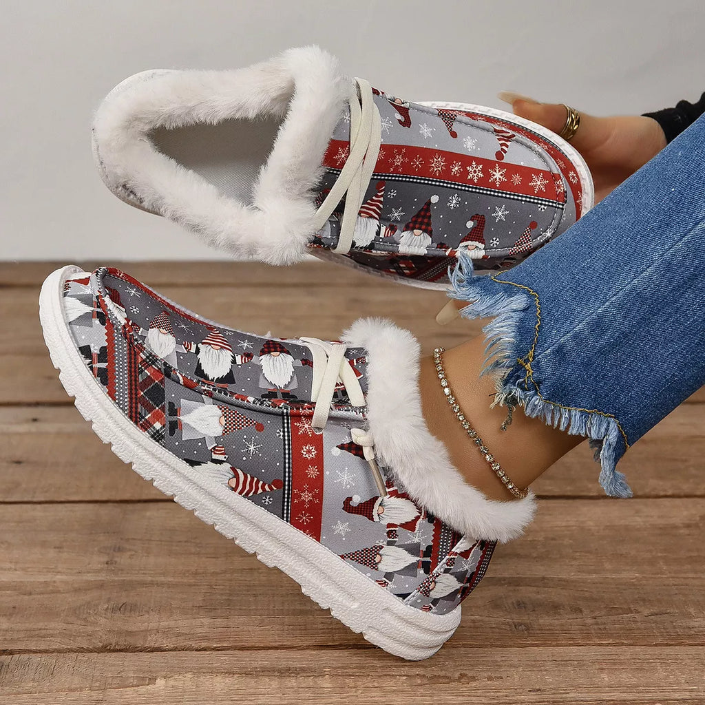 women's christmas print round toe sneakers - extra view
