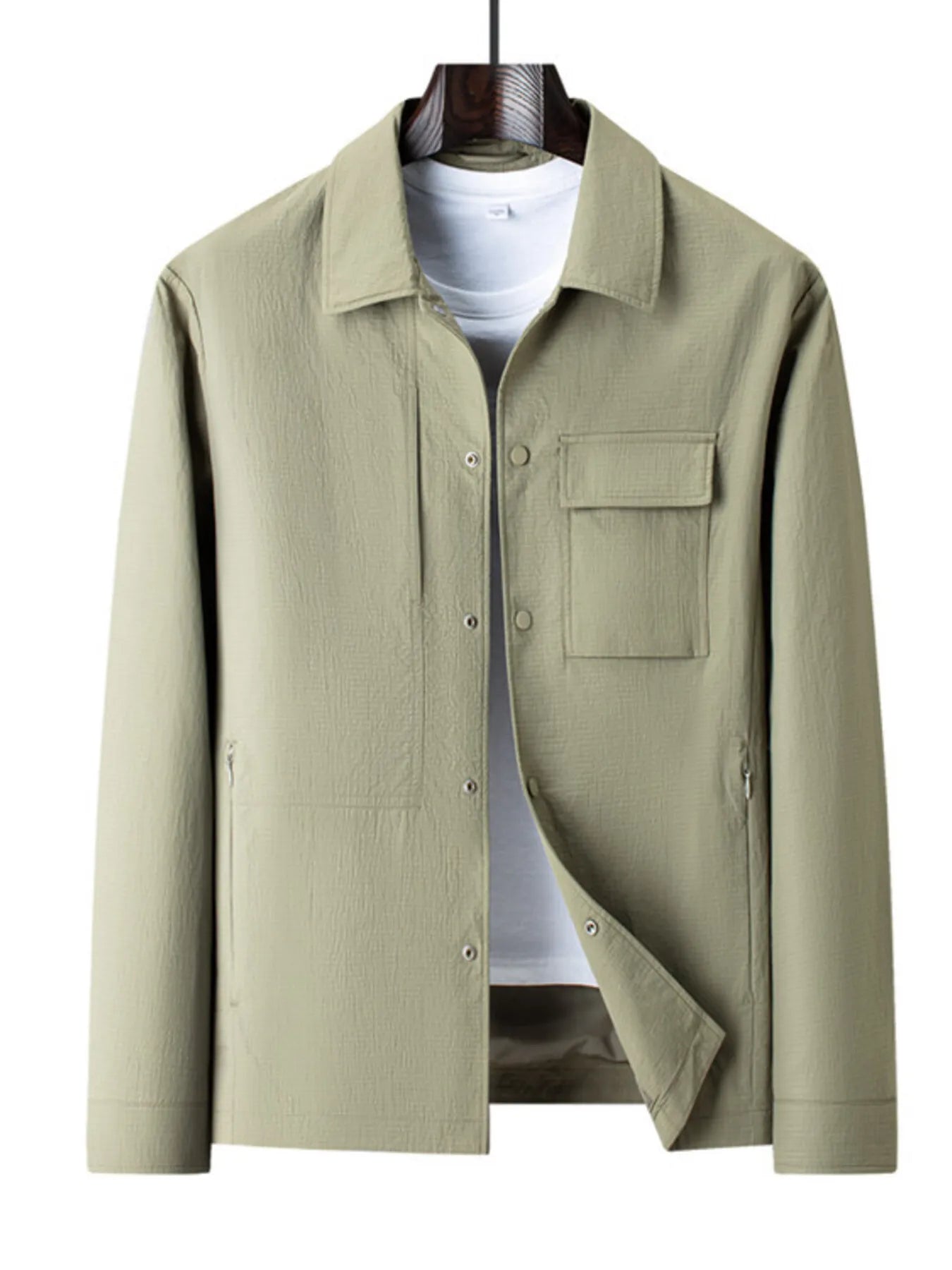 men’s structured lined coat with high collar