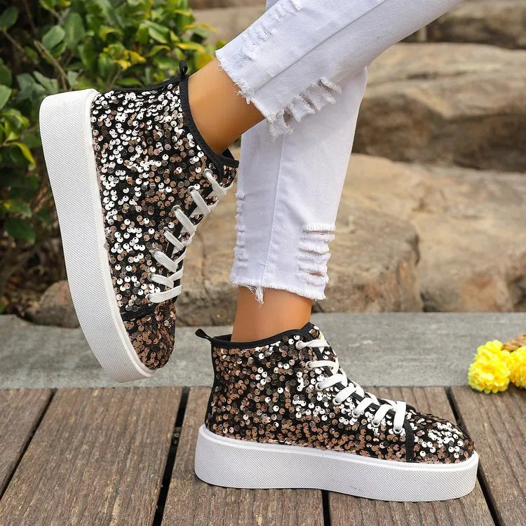 women's sequin round toe platform sneakers - additional image