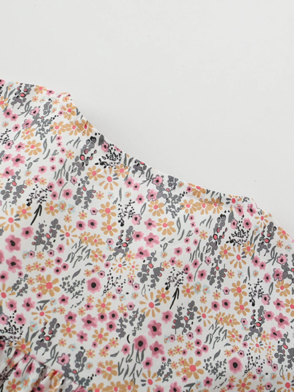 women's children's floral print button-front ruffle sleeve dress - additional angle