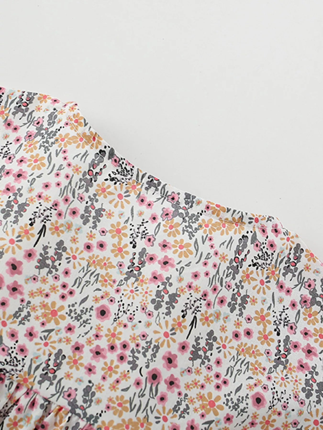 women's children's floral print button-front ruffle sleeve dress - additional angle