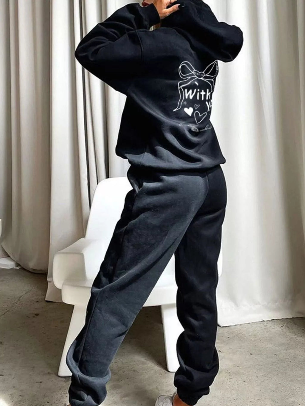 women's dropped shoulder hoodie and pants set - additional image