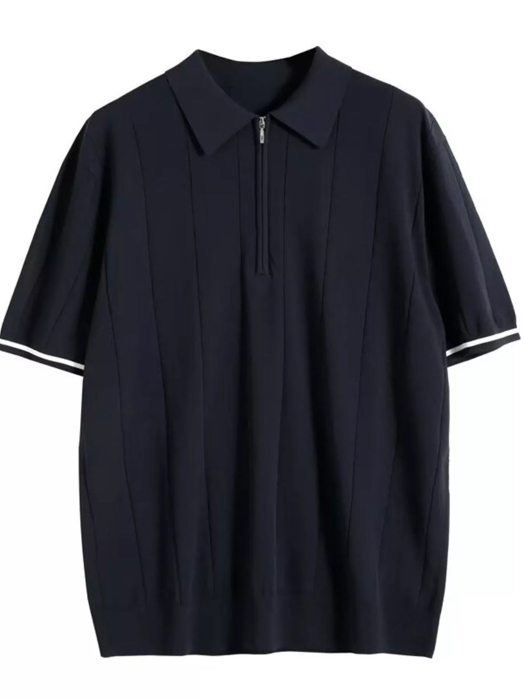 men's men's plus size quarter zip short sleeve knit polo - styled view