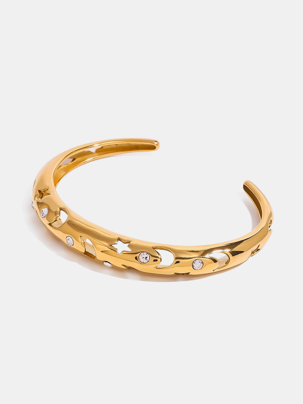 stainless steel inlaid rhinestone cutout bracelet shown as activewear