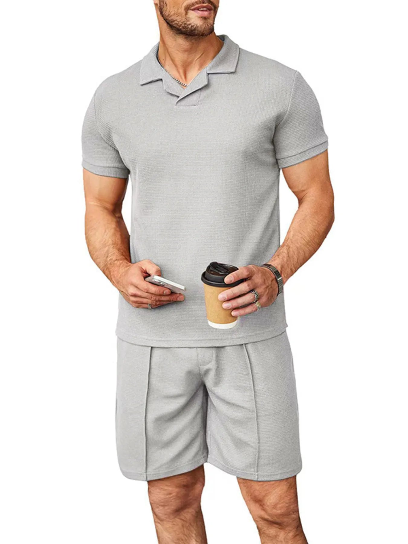 men's men's plus size short sleeve top and shorts set - styling option