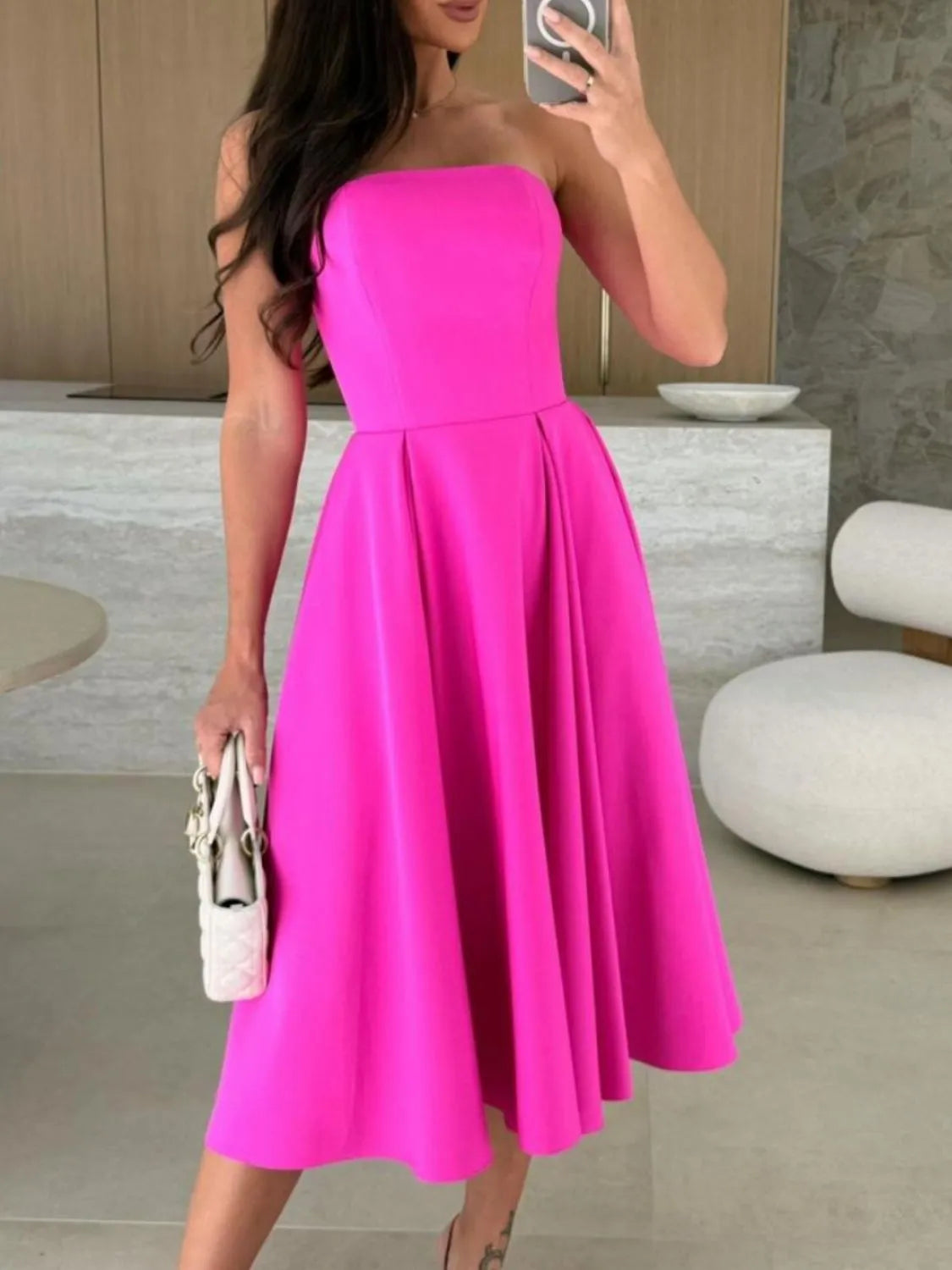 Solid Color Tube Midi Dress – Donjane