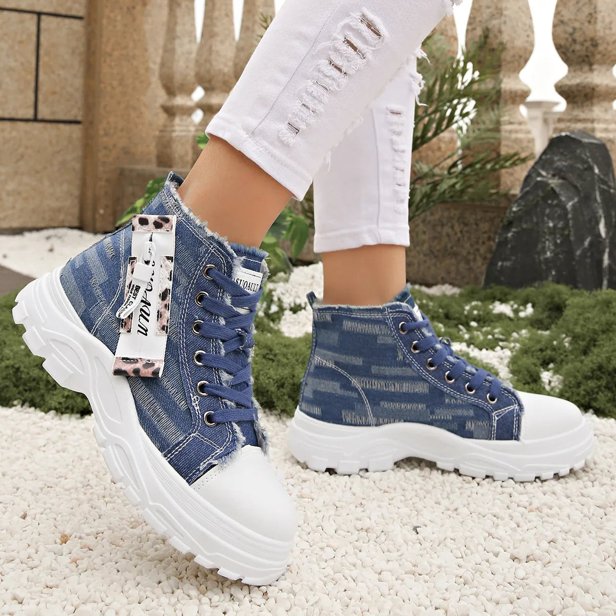 women's lace up platform sneakers - additional image