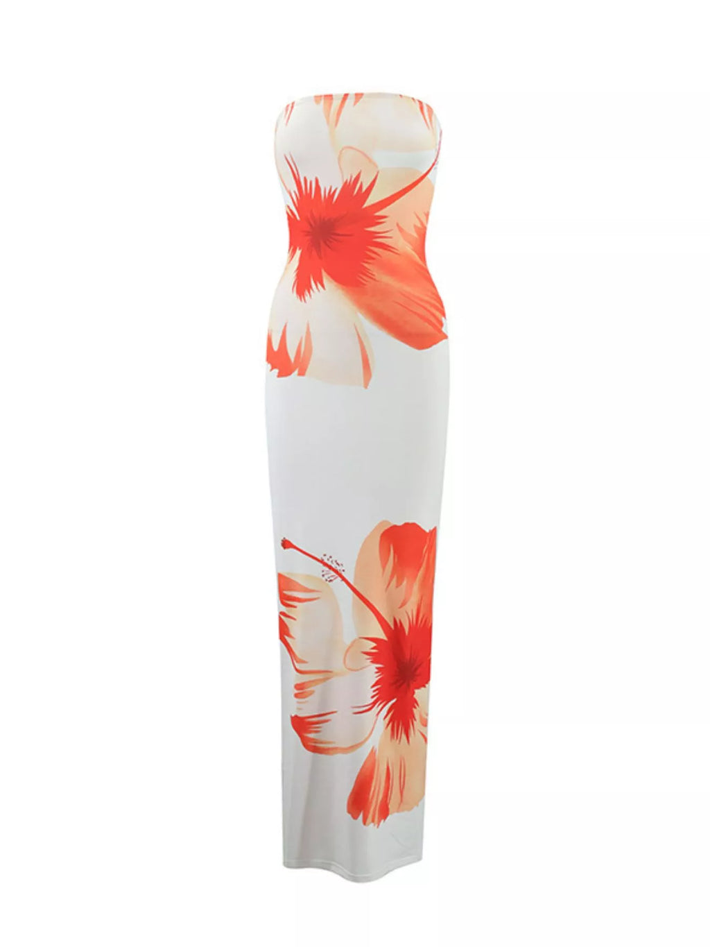 women's floral print strapless bodycon maxi dress - product detail