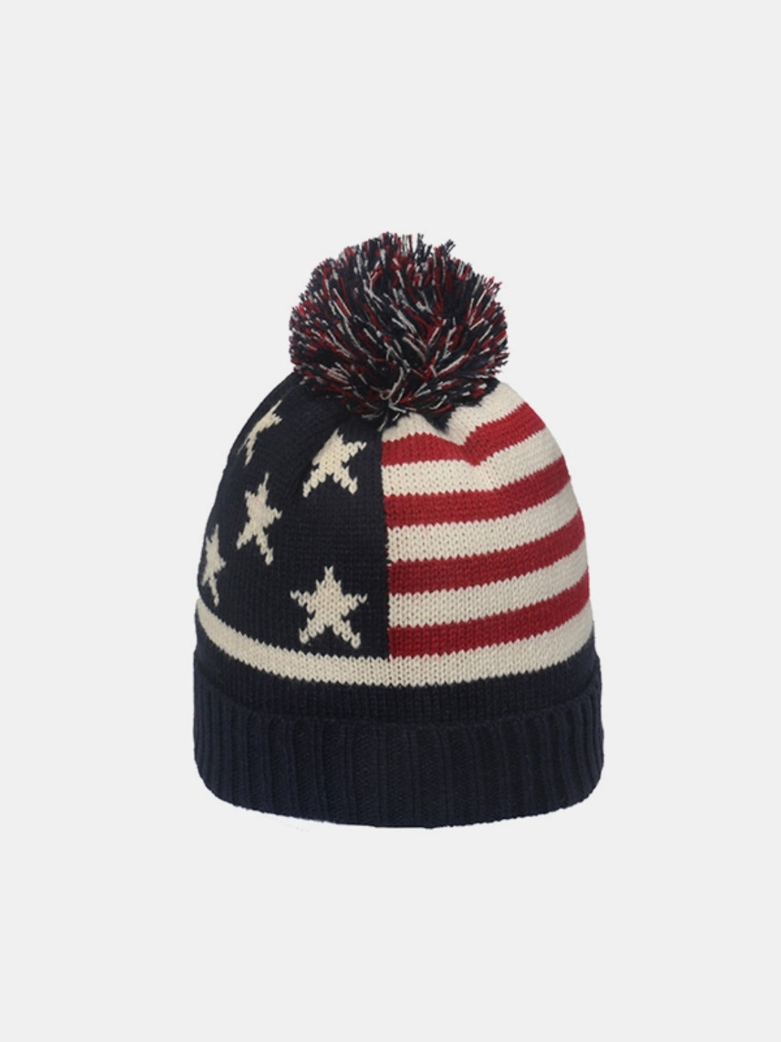 Roll Rim US Flag Knit Hat Style C One Size