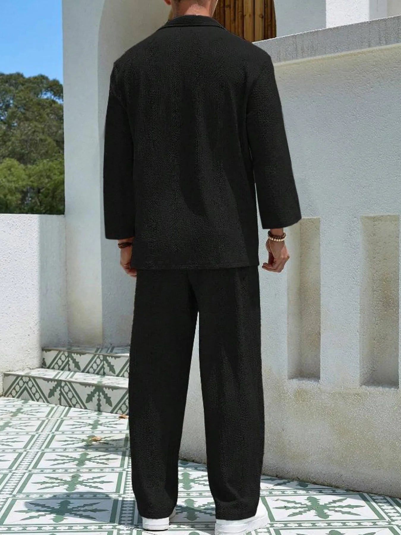 men's men's plus size long sleeve top and pants set - additional image