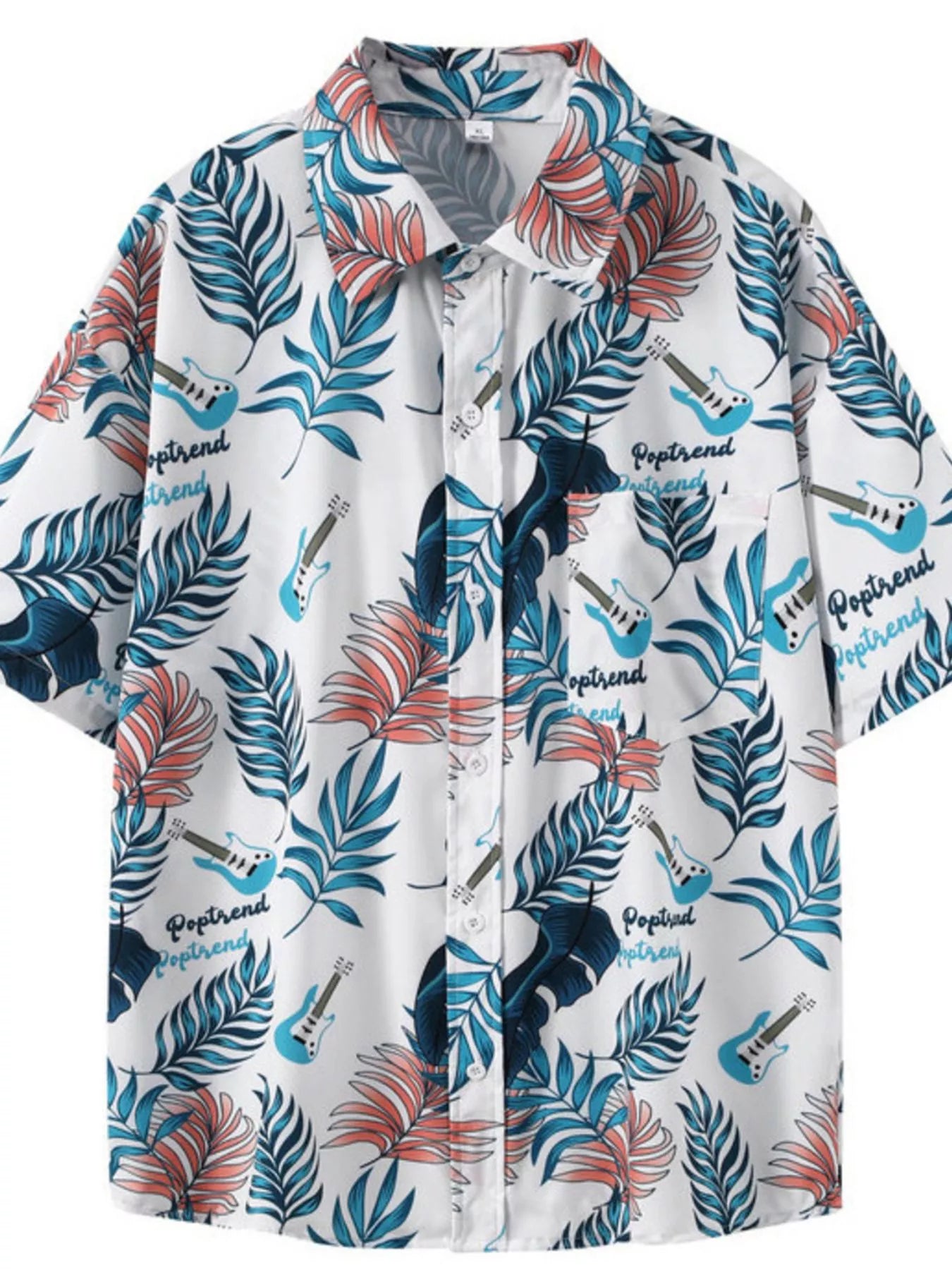 men's men's plus size tropical print short sleeve shirt - additional image