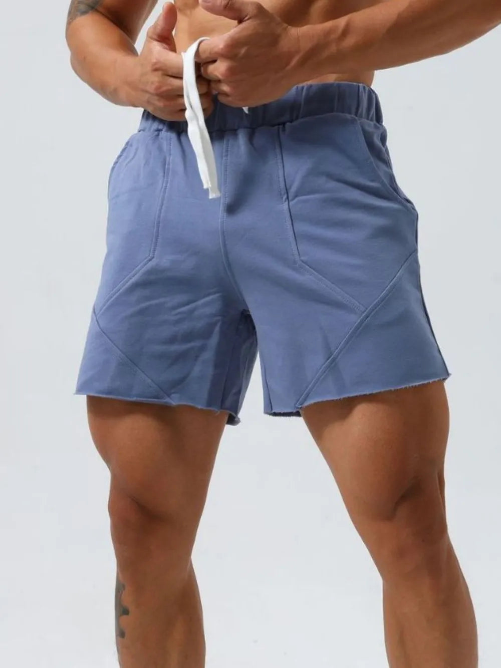 Men's Plus Size Drawstring Elastic Waist Shorts Dusty Blue