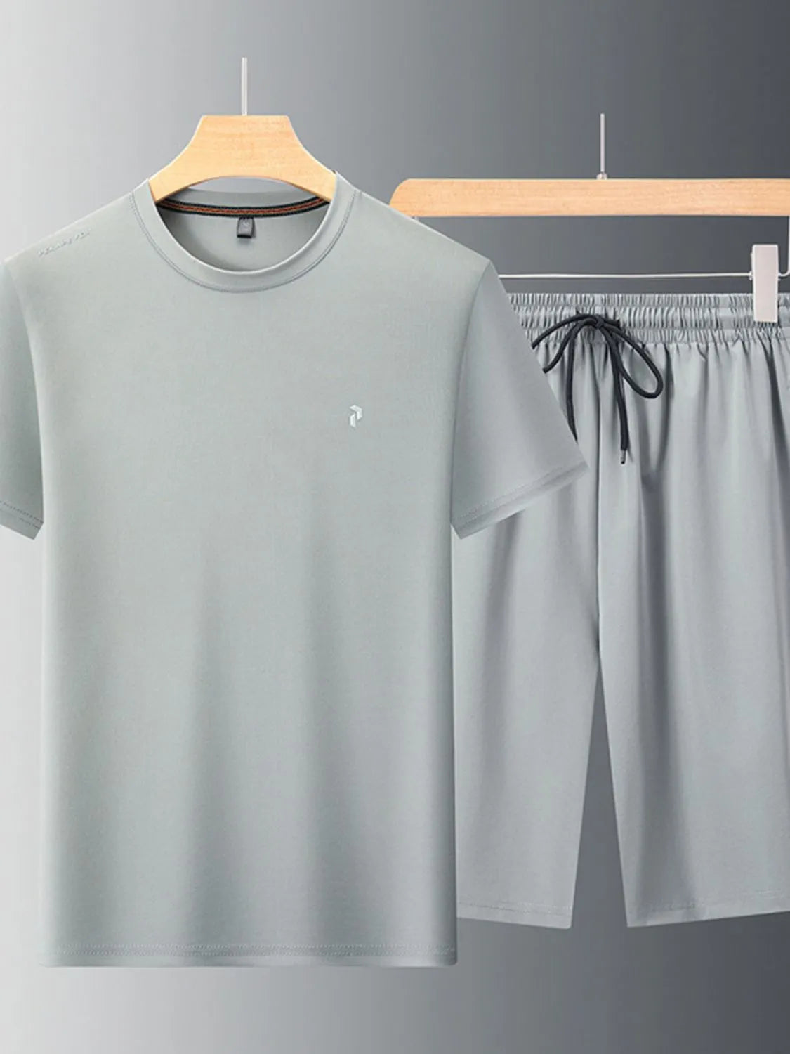men's men's plus size round neck short sleeve top and shorts set - alternate angle