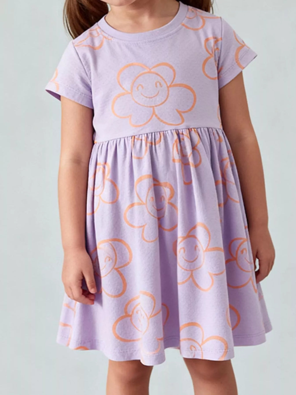 women's children's flower print casual dress - front view