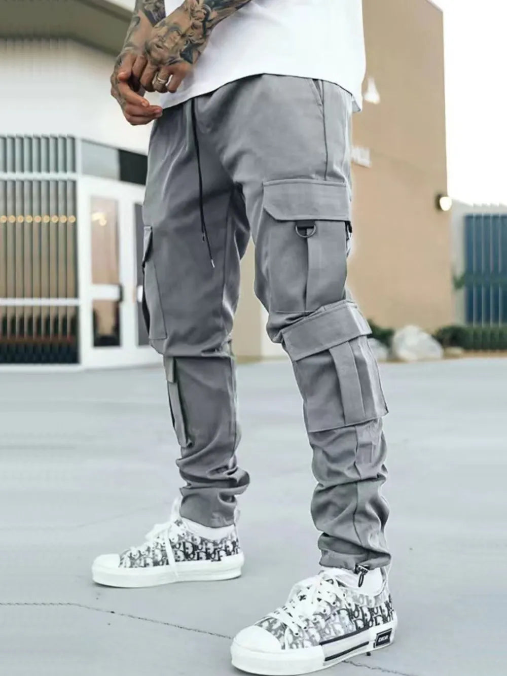 men's drawstring pants with cargo pockets — men’s apparel view