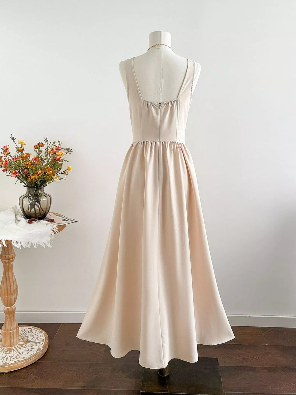 women's square neck sleeveless a-line dress - additional image