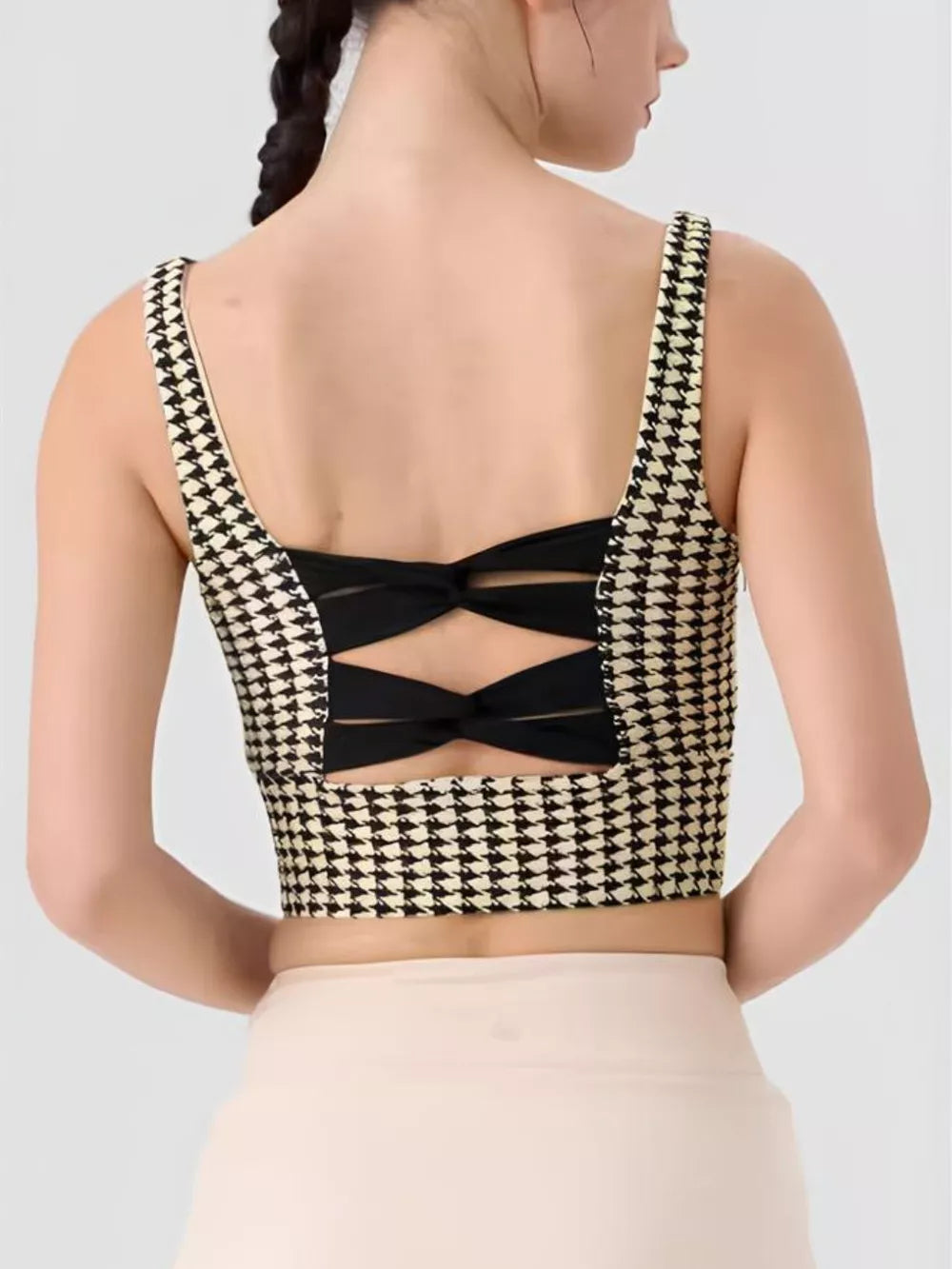 women's crisscross back houndstooth active bra - extra view