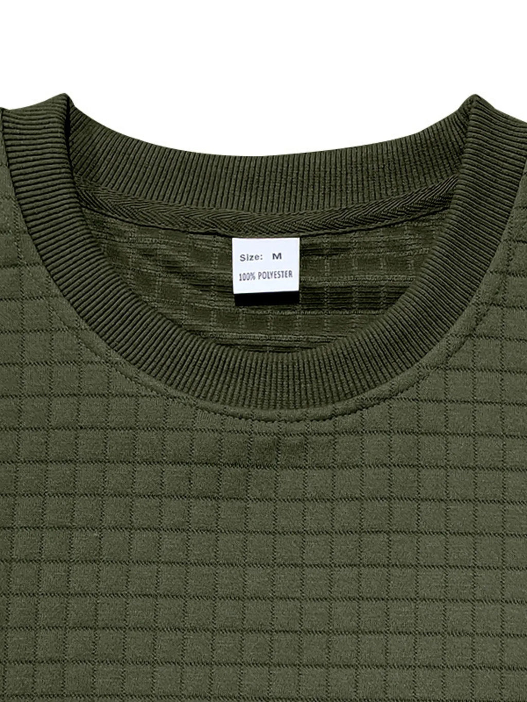 men's men's full size textured round neck top and shorts set plus size - extra view
