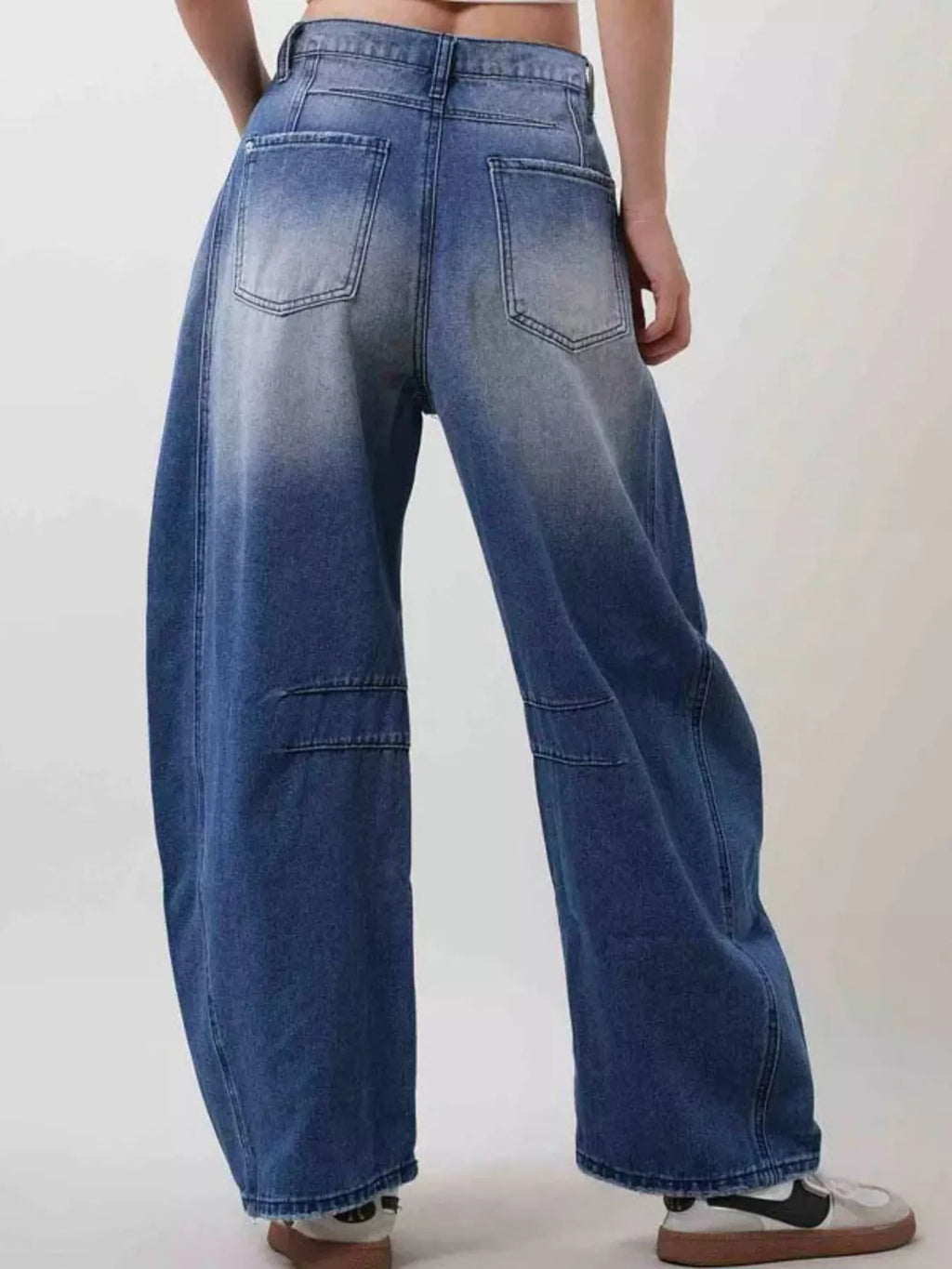 women's distressed wide leg jeans - styling option