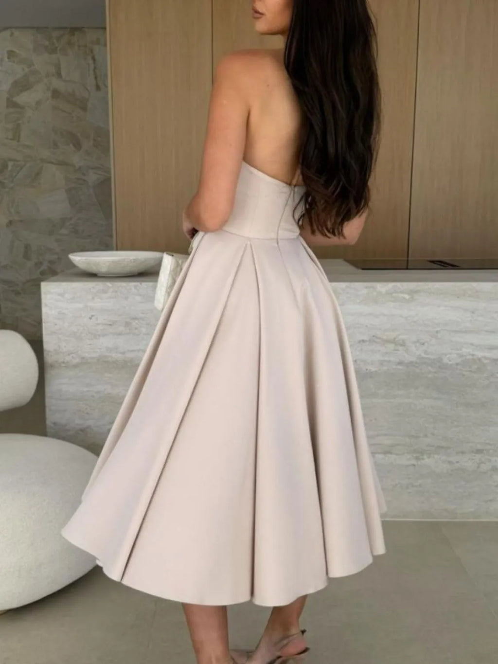 Solid Color Tube Midi Dress – Donjane