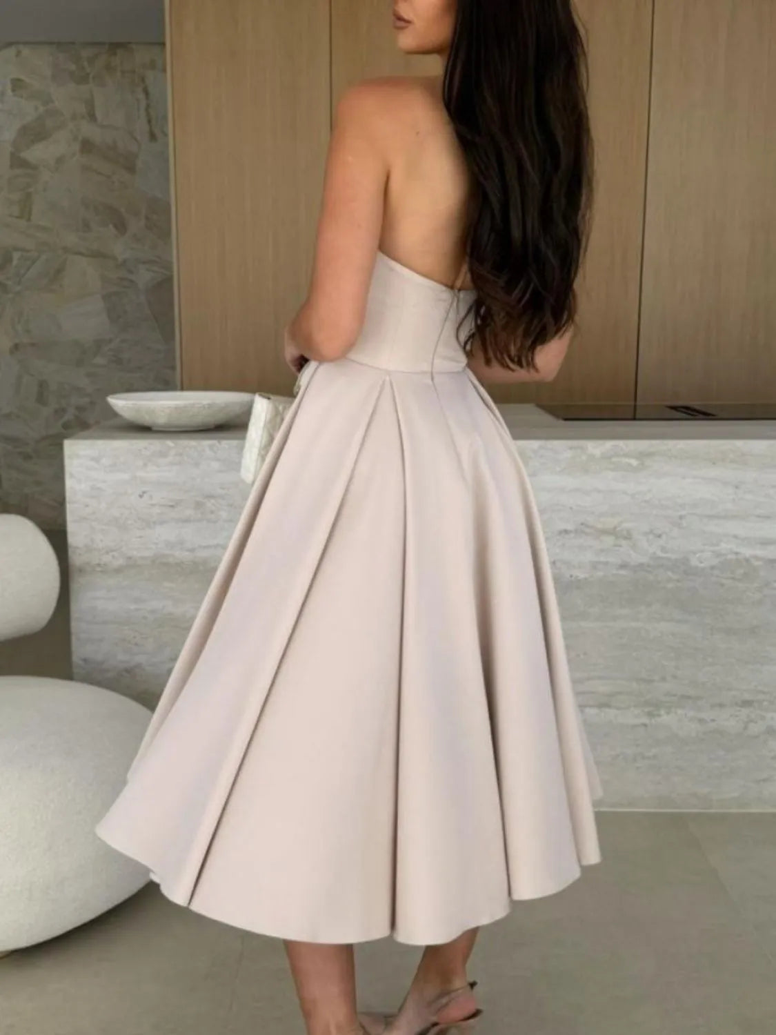 Solid Color Tube Midi Dress – Donjane