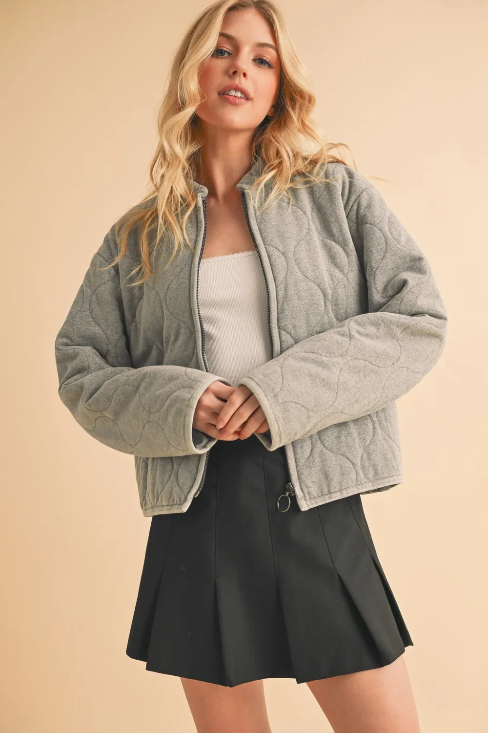 belted winter jacket for women with gold details