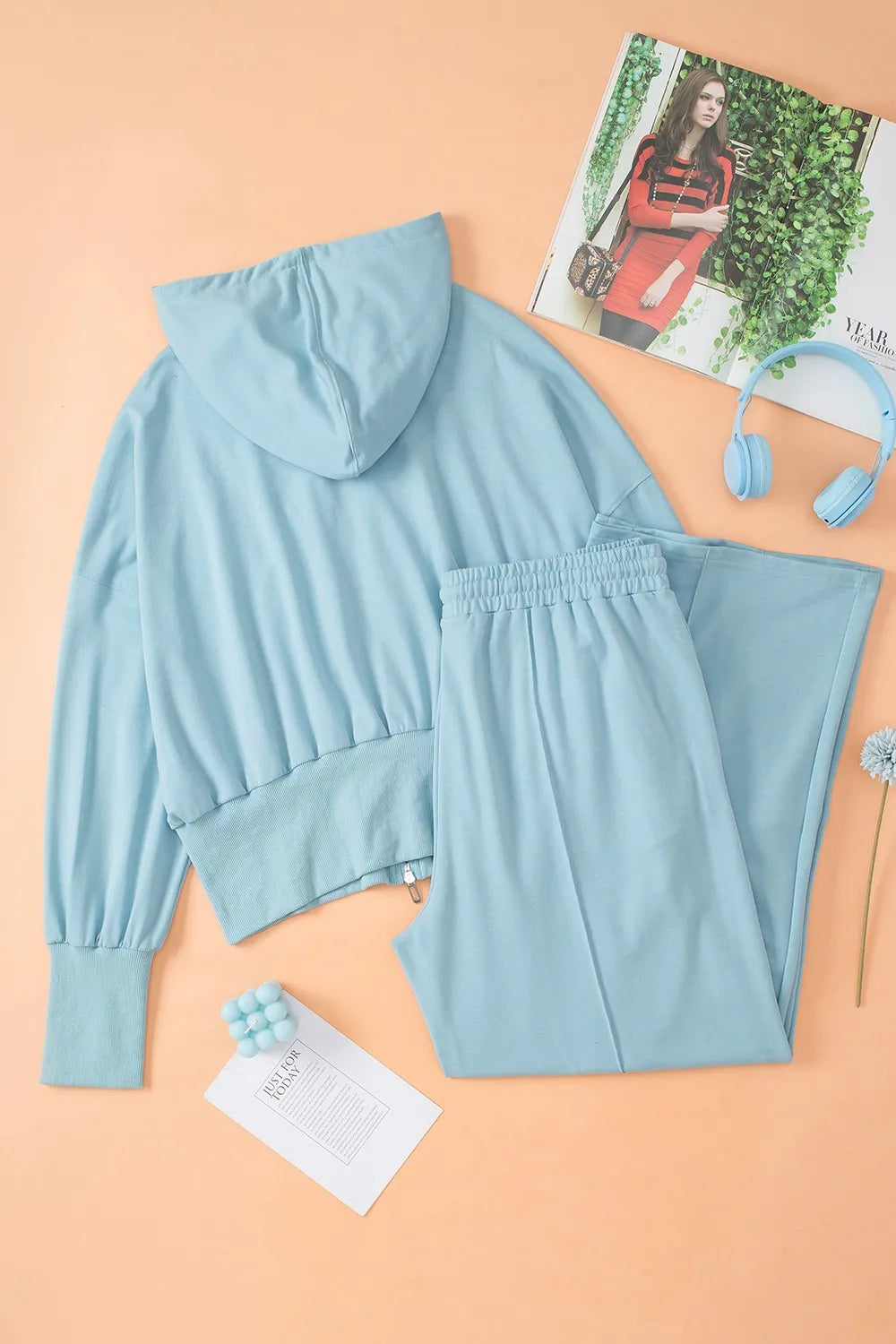 women's zip-up hoodie and pants active set - additional image
