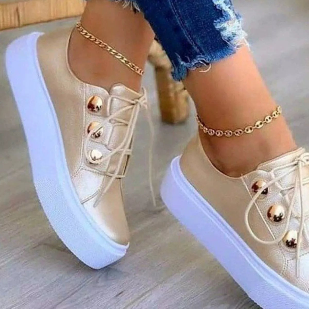 women's round toe platform sneakers - styling option