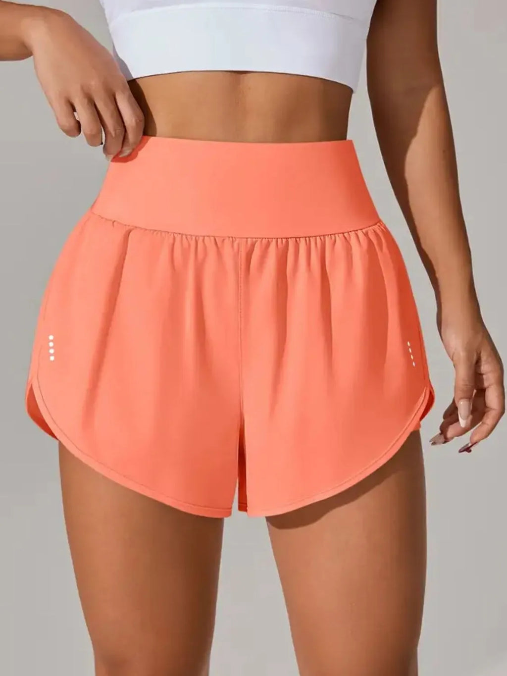 women's pocketed high waist active shorts - additional image