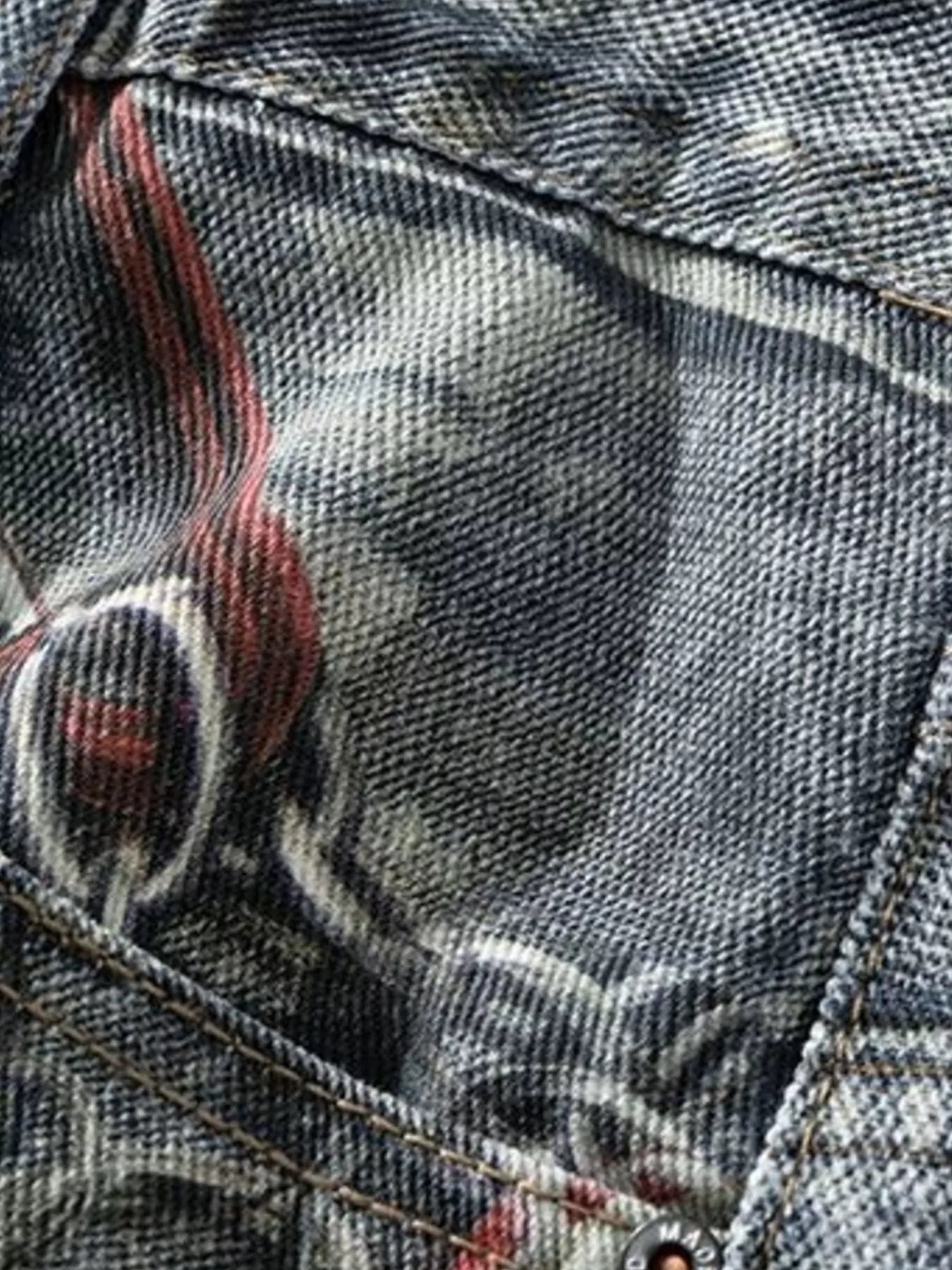 men's men's full size vintage chain print denim shorts plus size - styling option