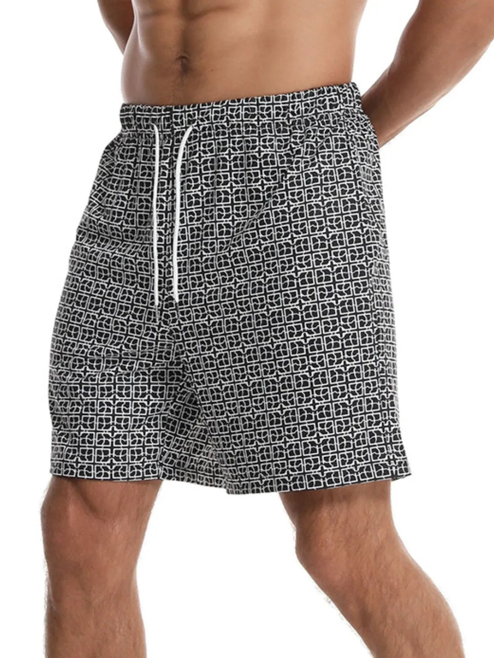 Men's Drawstring Printed Shorts with Pockets