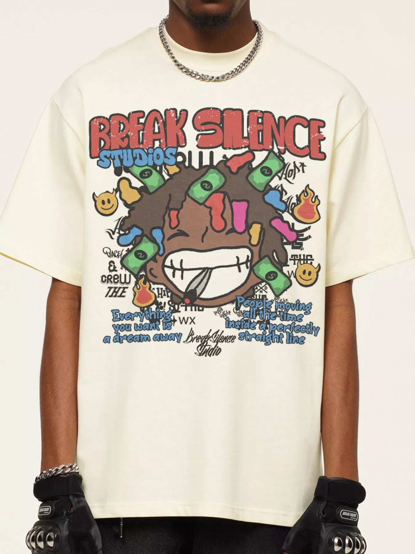 men's men's break silence graphic relaxed fit t-shirt - product showcase