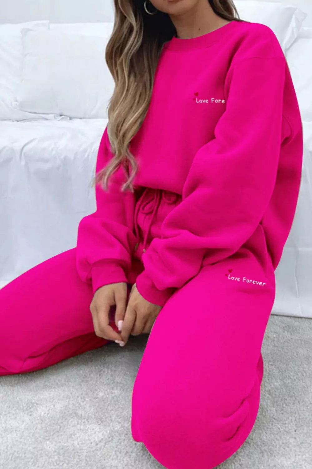 women's round neck sweatshirt and joggers set - extra view