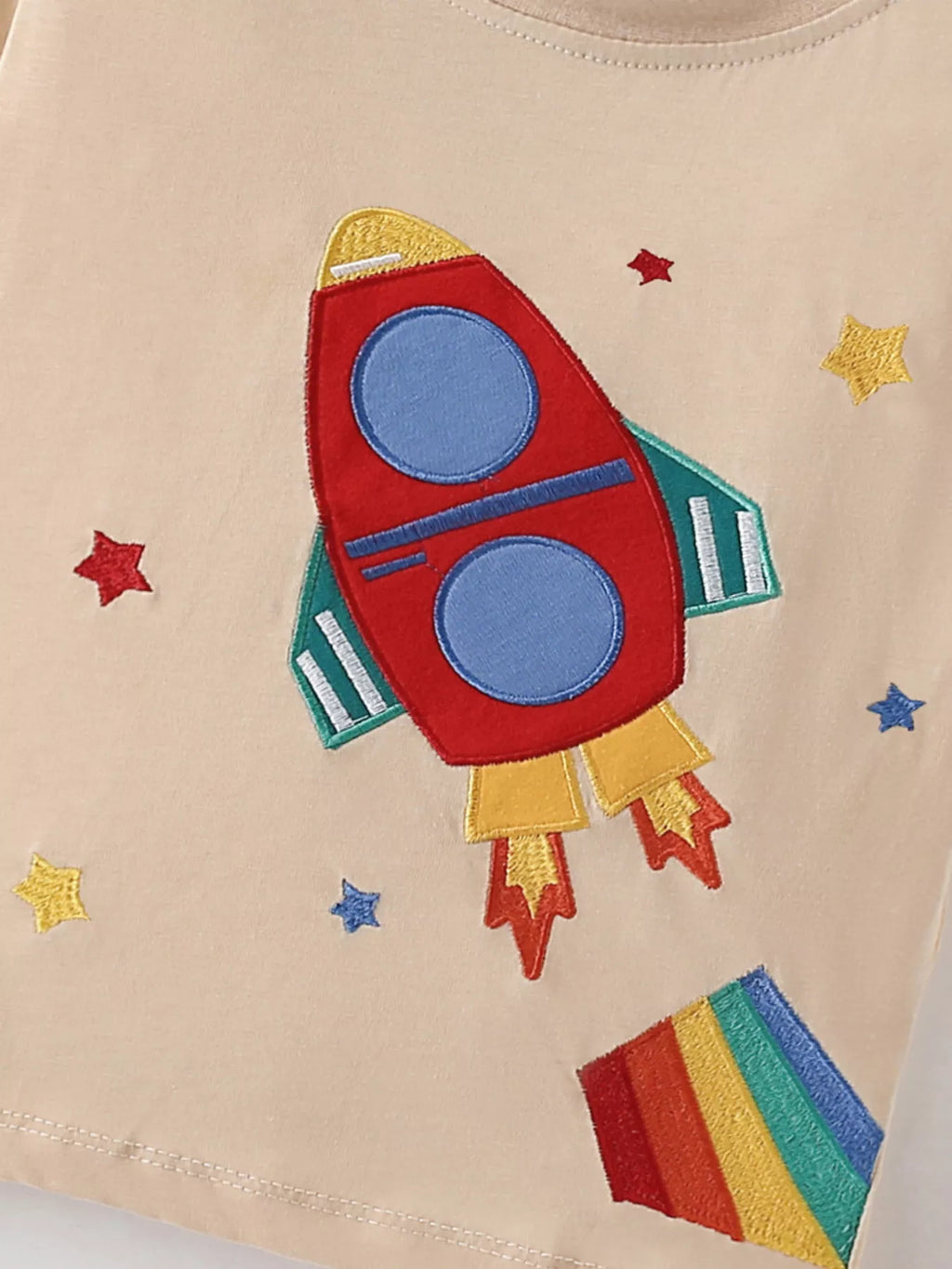 women's children's rocket embroidered short sleeve t-shirt - lifestyle shot