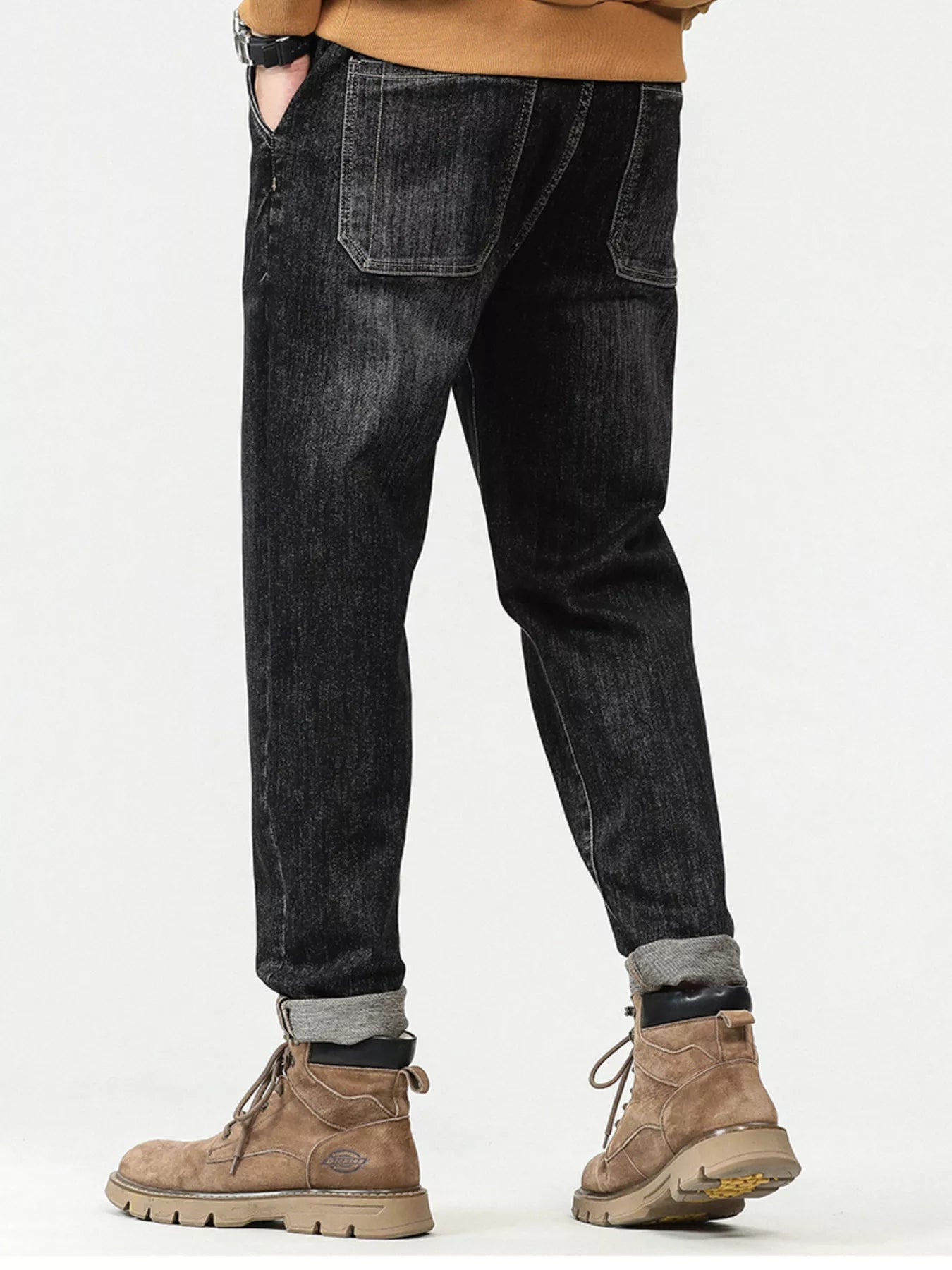 men's men's plus size vintage wash relaxed fit jeans - side view