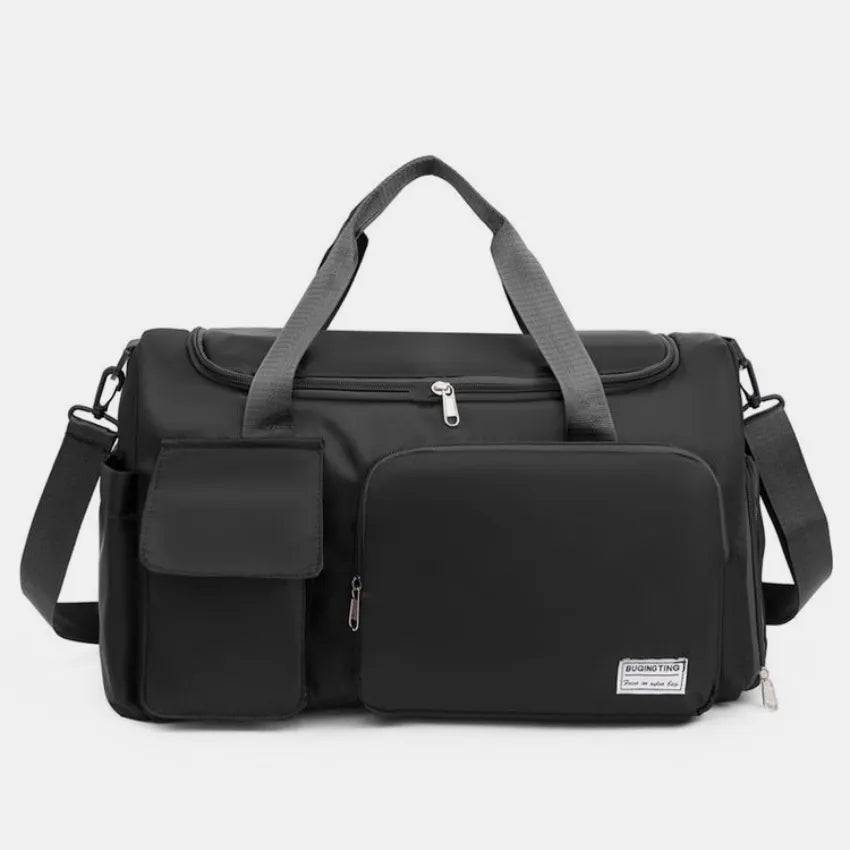 Oxford Cloth Detachable Strap Travel Bag Black One Size