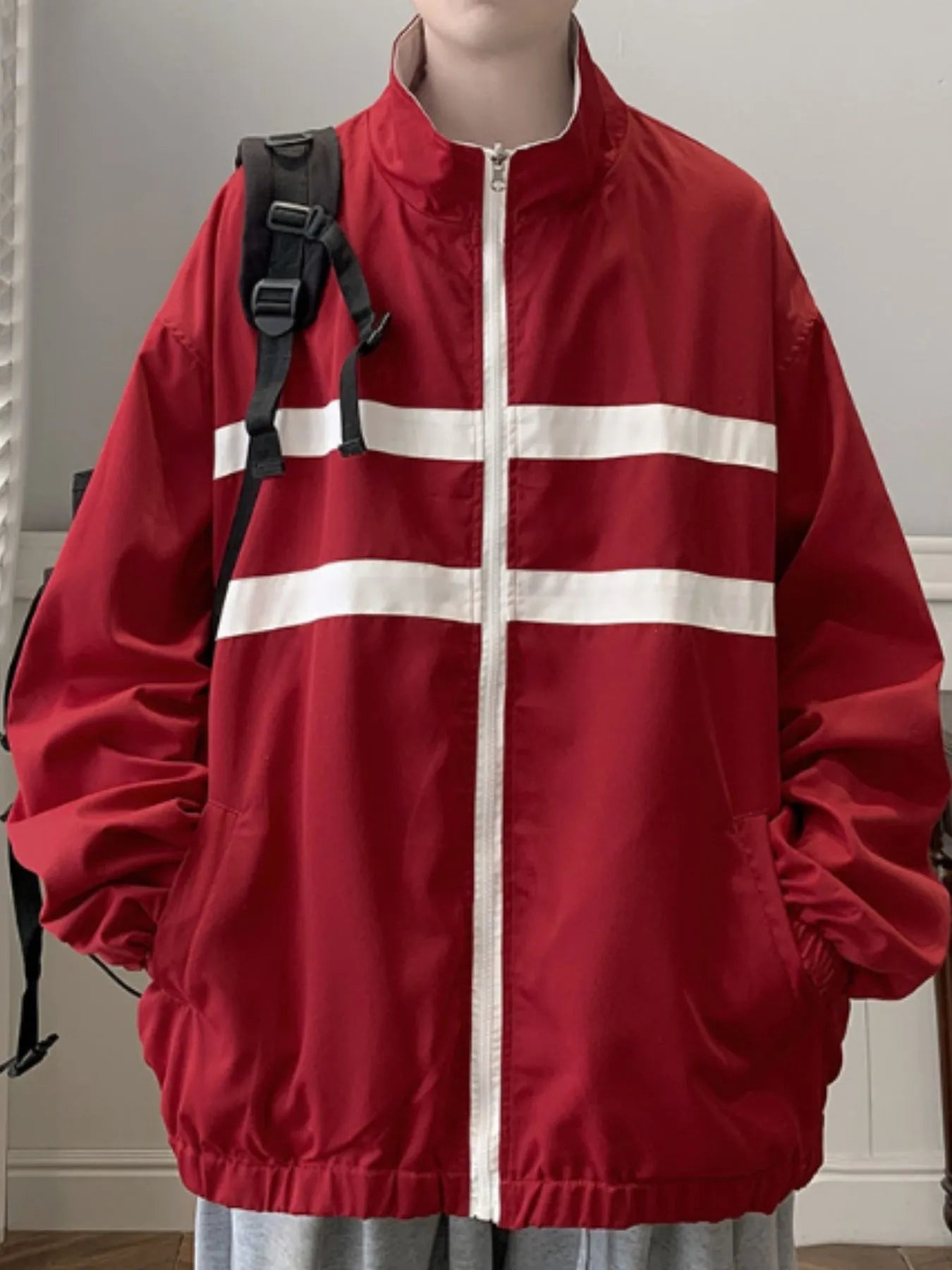 Men's Letter Zip Up Long Sleeve Jacket