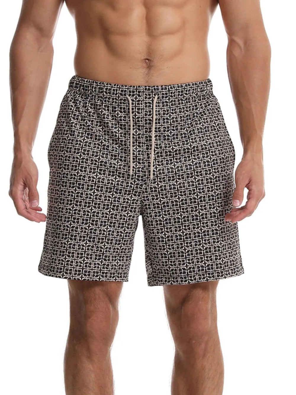 men’s shorts — men's drawstring printed shorts with pockets