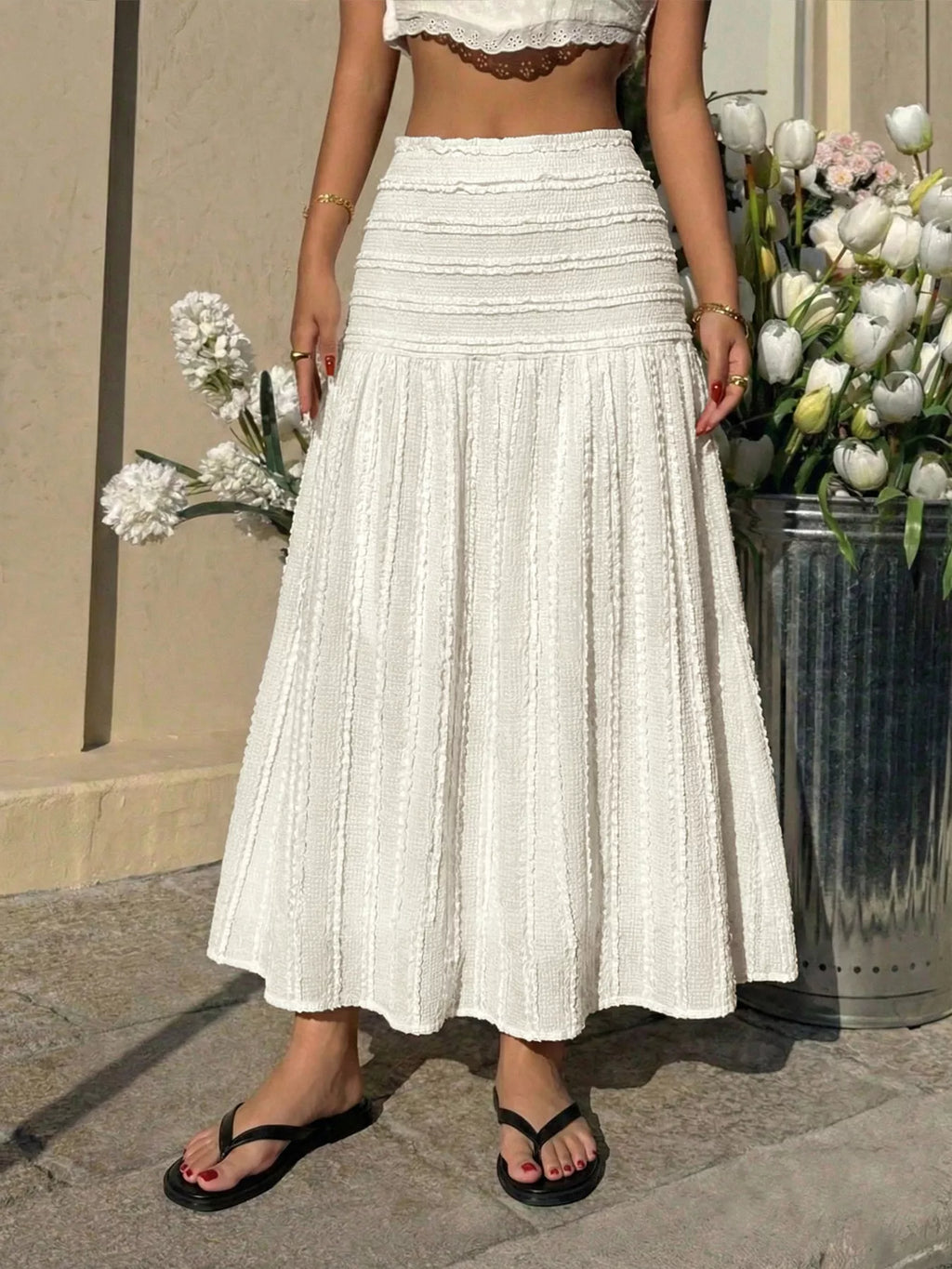 women's textured a-line midi skirt - main product image