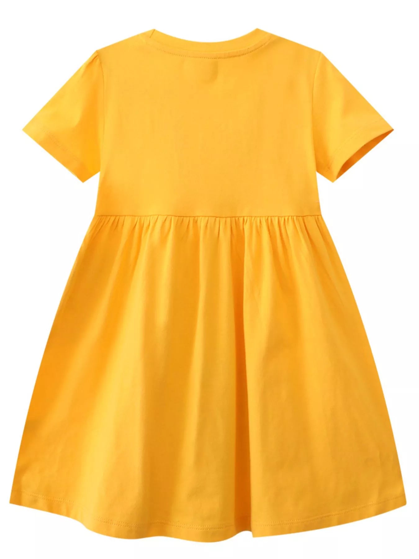 women's children's butterfly & rainbow round neck casual dress - detail shot