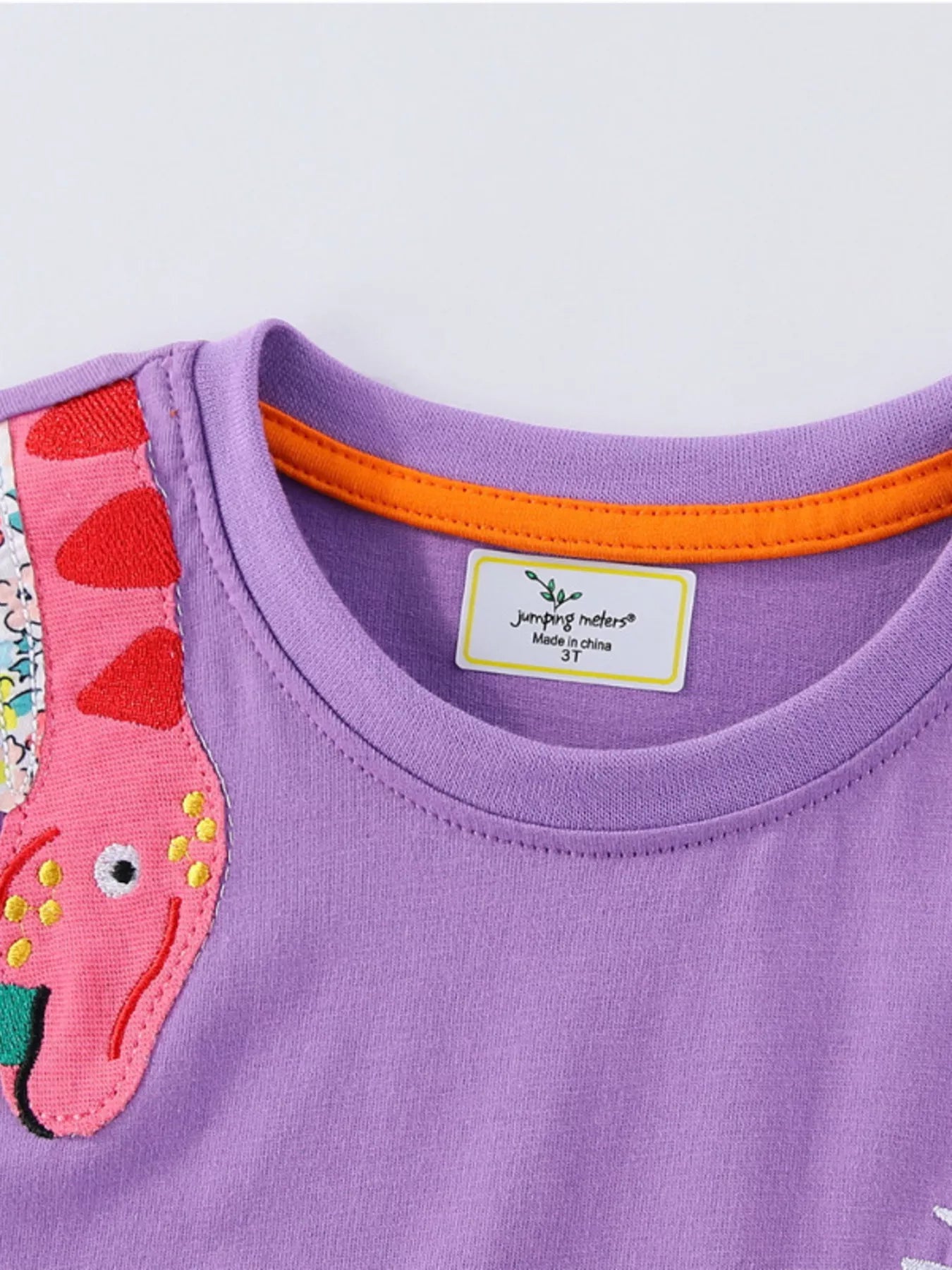 women's children's dinosaur long sleeve dress - close-up detail