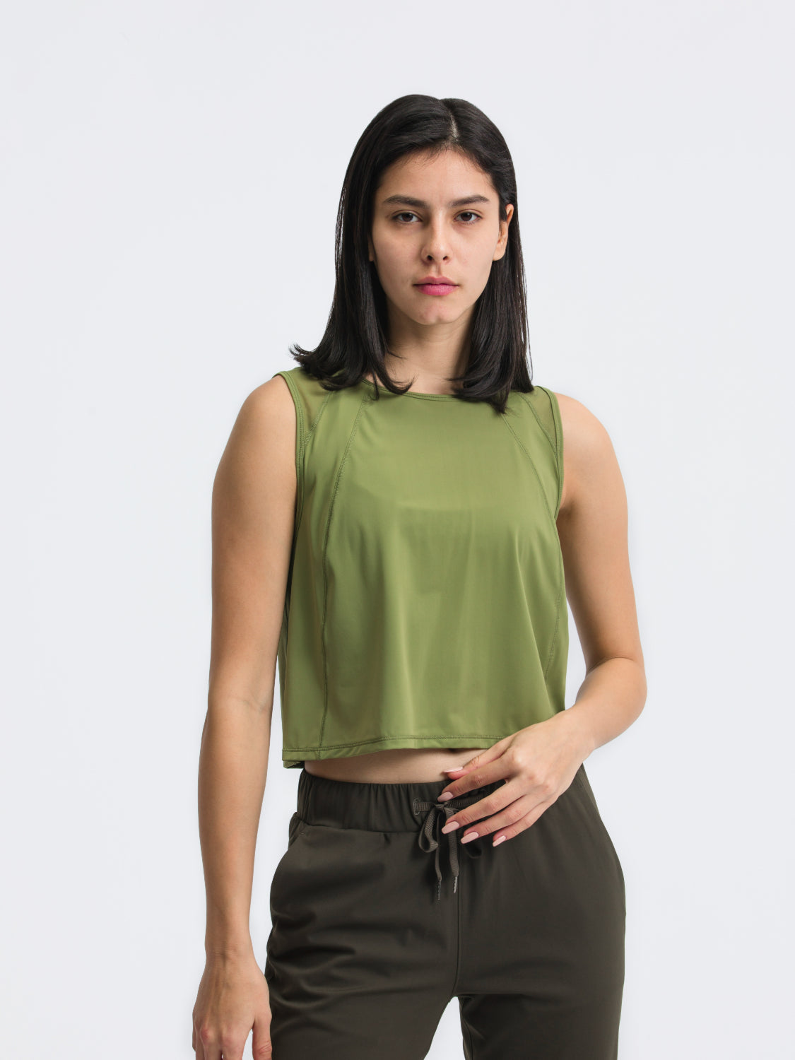 Millennia Round Neck Cropped Active Tank