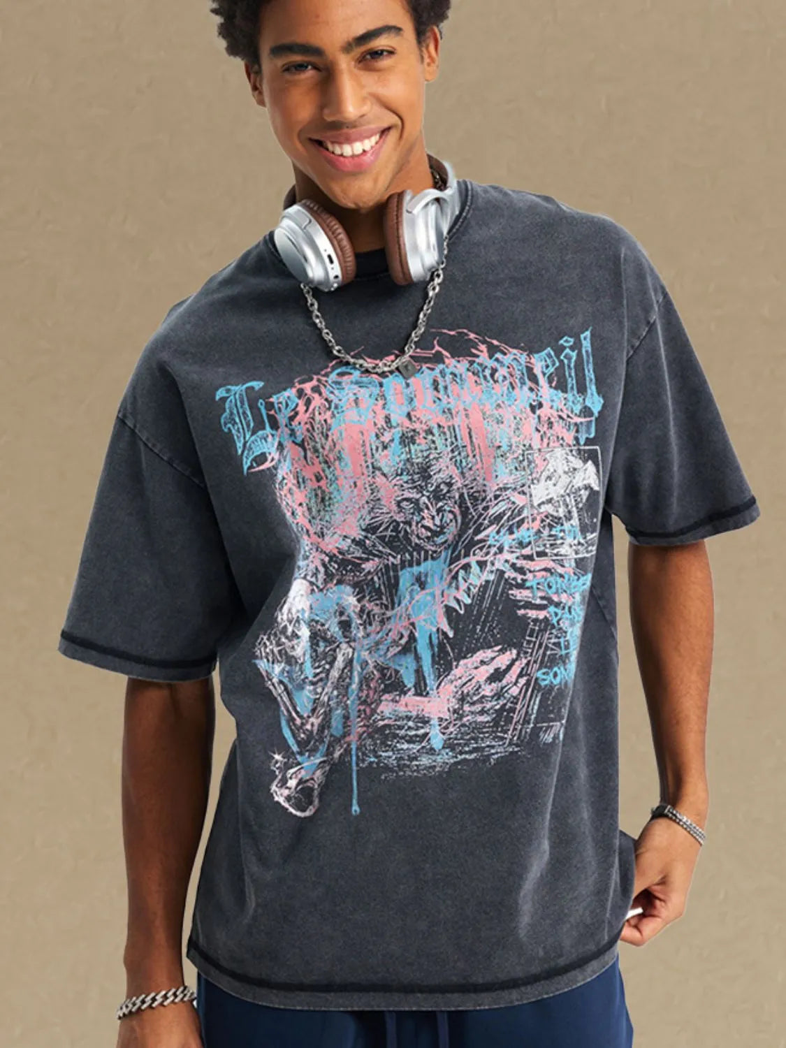 Men's Graphic Round Neck Half Sleeve T-Shirt