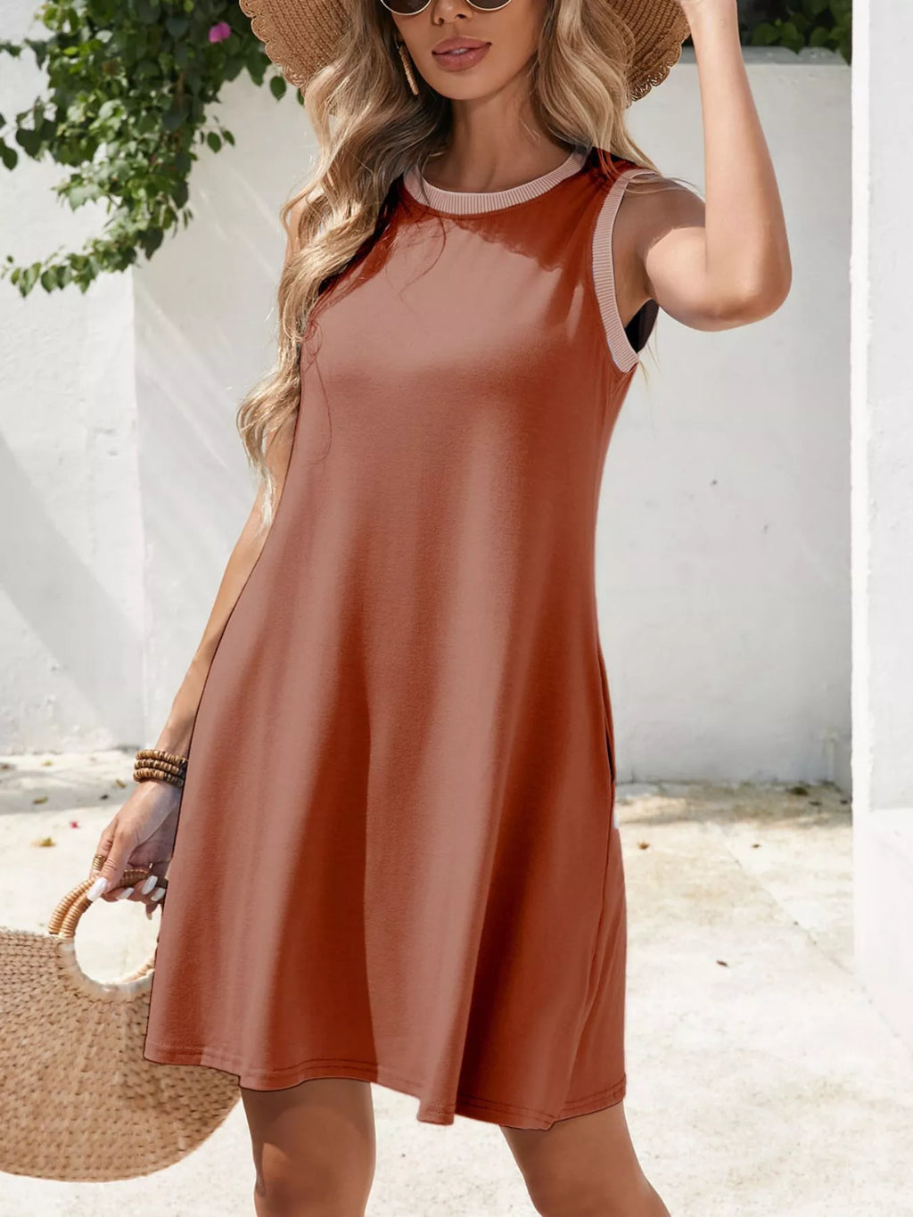 women's sleeveless casual flowy mini dress - additional image